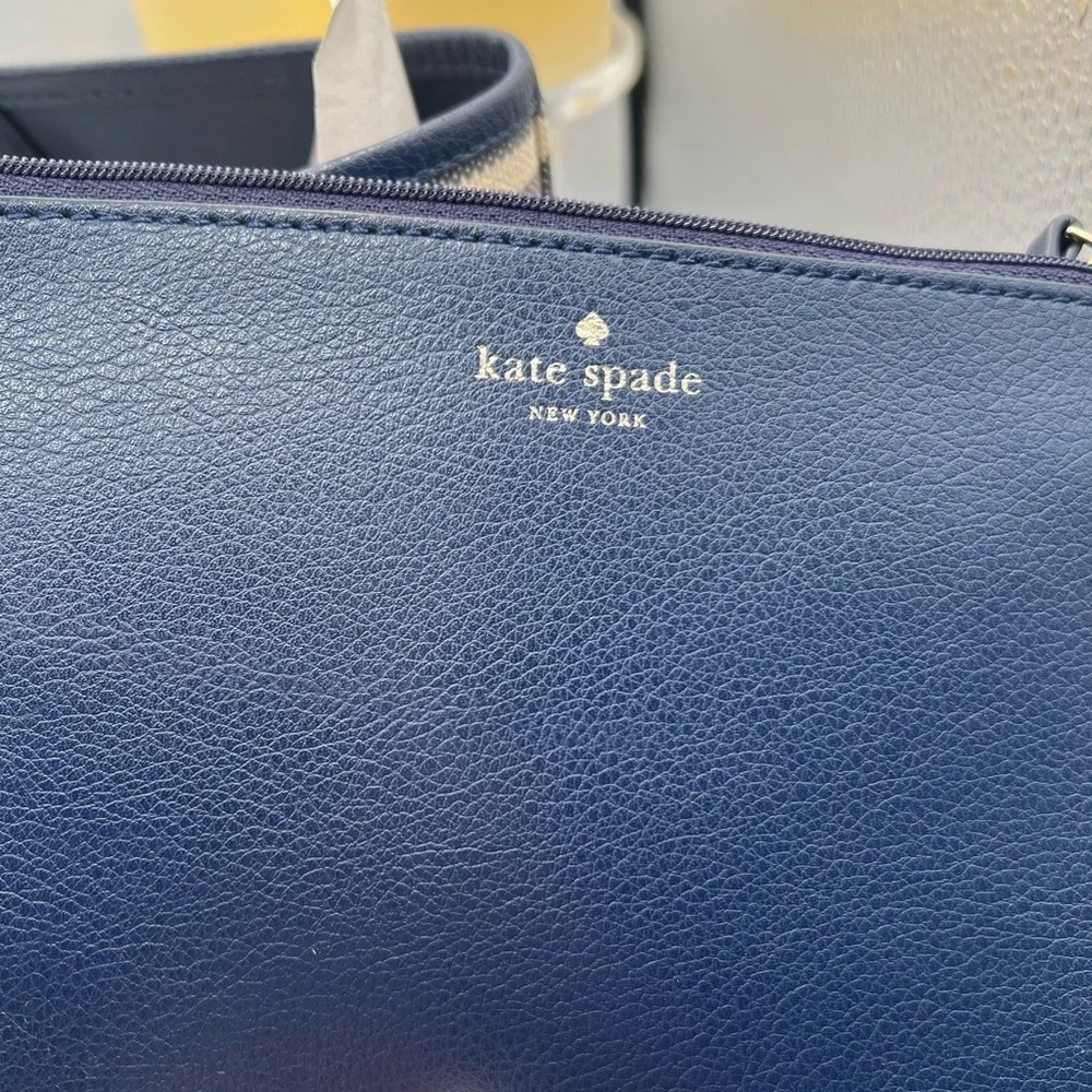 Kate Spade Blue and Cream Striped Tote - EUC